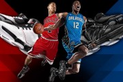 Adidas Basketball advertising in China features Derrick Rose and Dwight Howard.