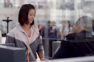 Chinese tennis star Li Na appears in a Nike television commercial involving US customs.